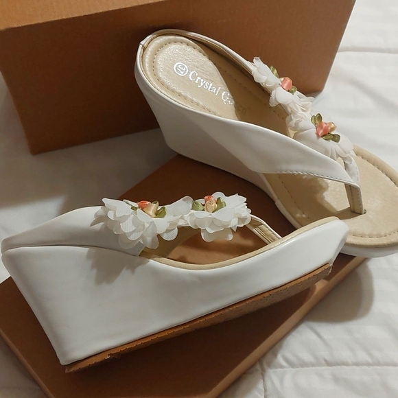 Crystal Queen Platform Wedges Flip Flops High Heels - Picture 5 of 6